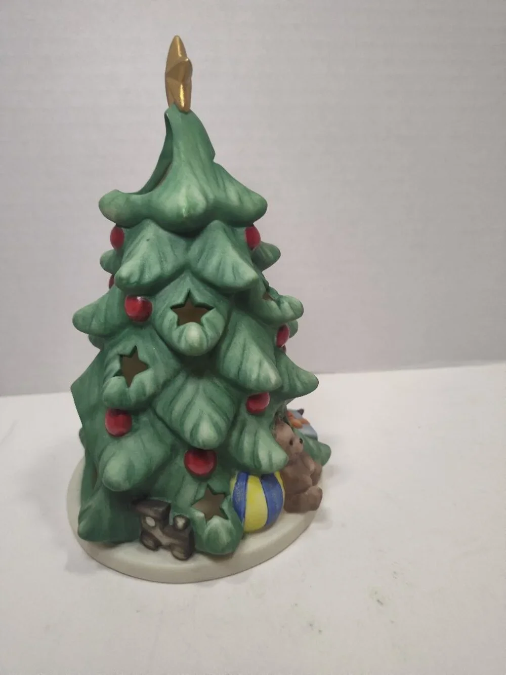 Goebel Christmas Tree Votive Candle Holder Teddy Bear Elf 7.5